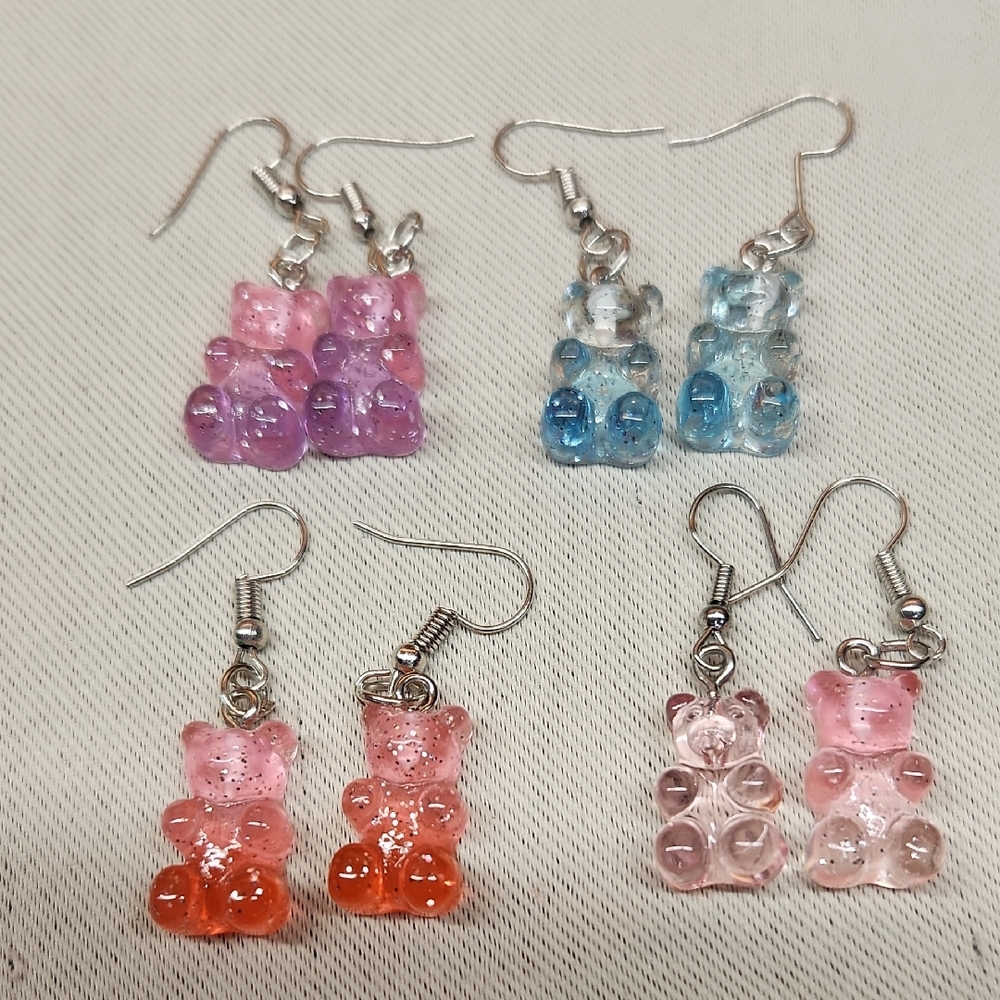 Colorful Gummy Bear Earrings Set